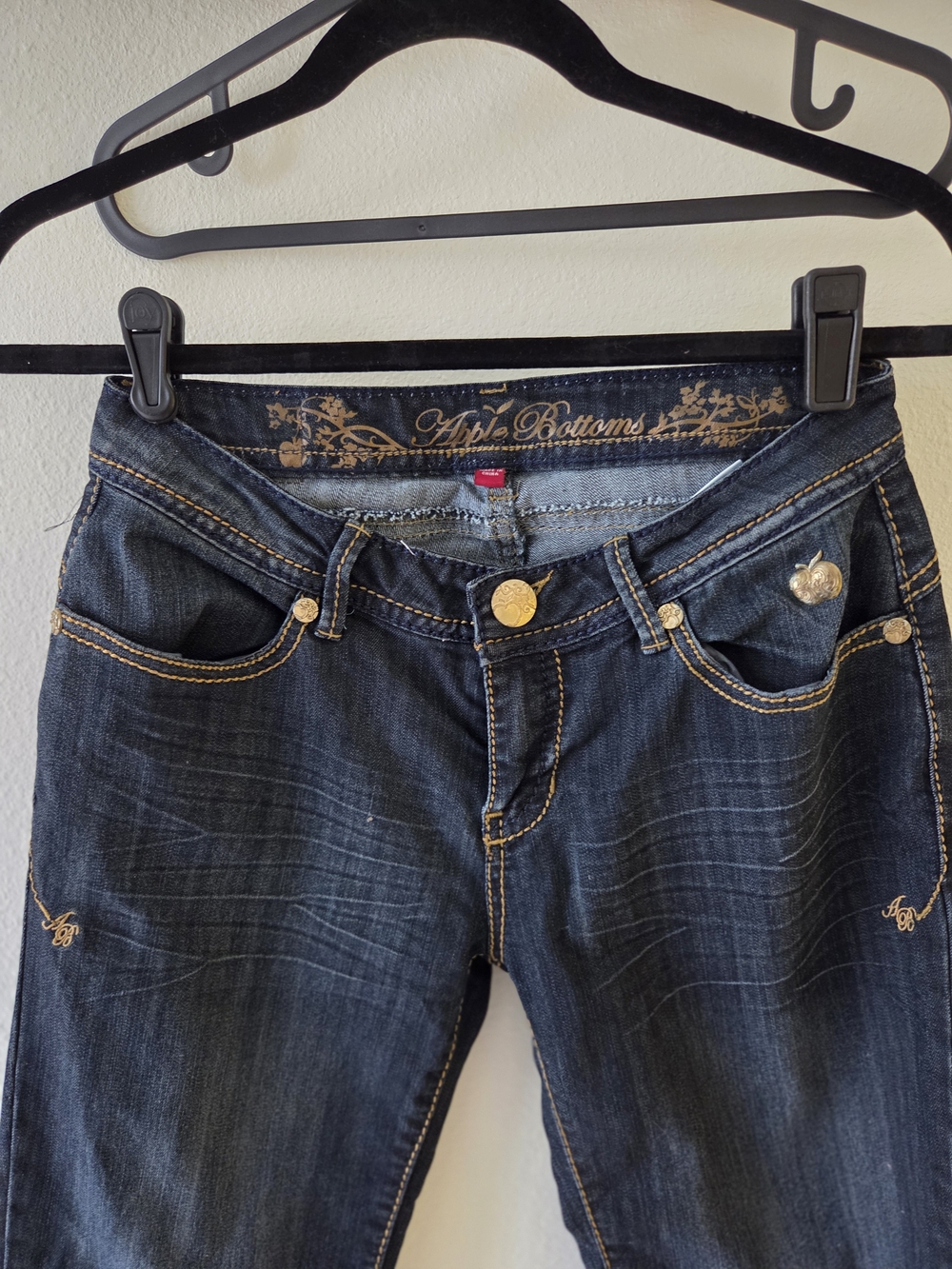Apple Bottoms Vintage Y2k Dark Indigo Straight Leg Jeans 5/6 - Picture 14 of 14